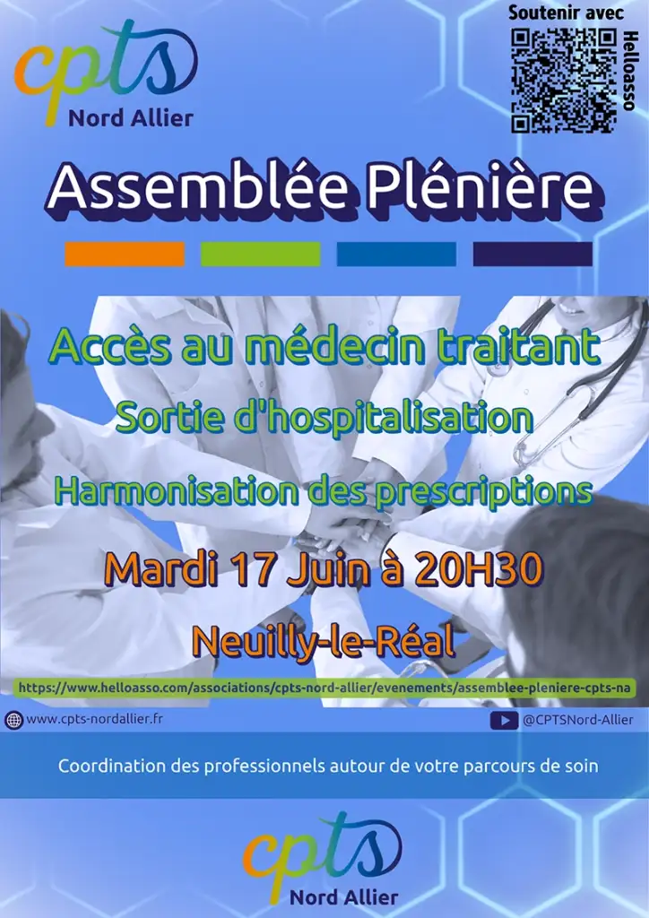 Affiche de l'assemblée plénière du 17 juin 2025 de la CPTS Nord Allier
